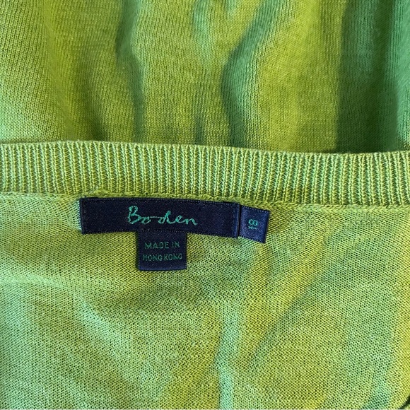 BODEN Cotton Ruffle Button Cardigan in Apple Green - Picture 12 of 12
